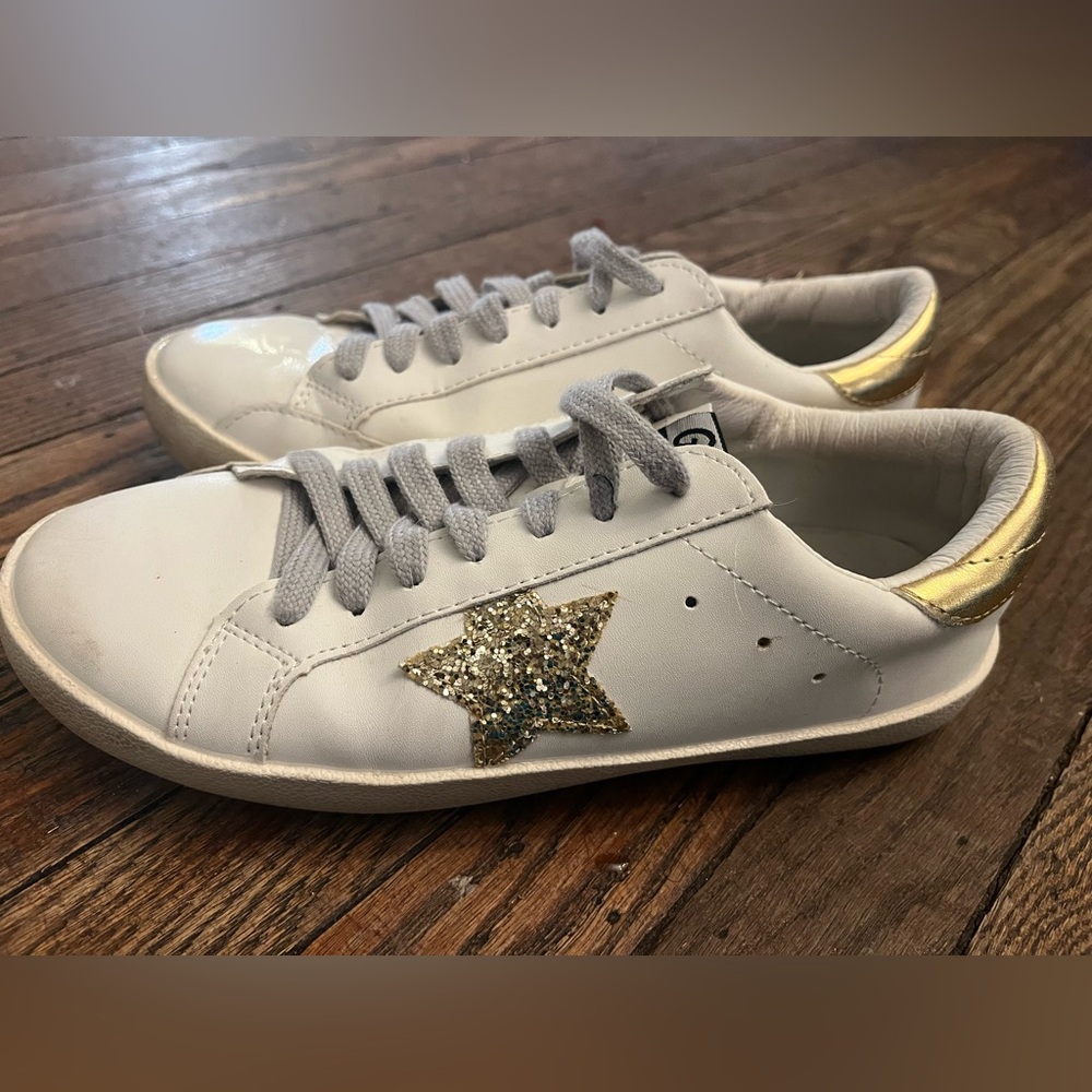 ZhUOCaiZi Super Star Glitter Sneakers 38 US 7.5 White Gold GGBD